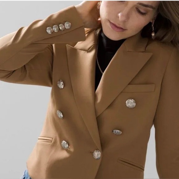 nwt  WHITE HOUSE BLACK MARKET studio cropped novelty blazer - Picture 2 of 6